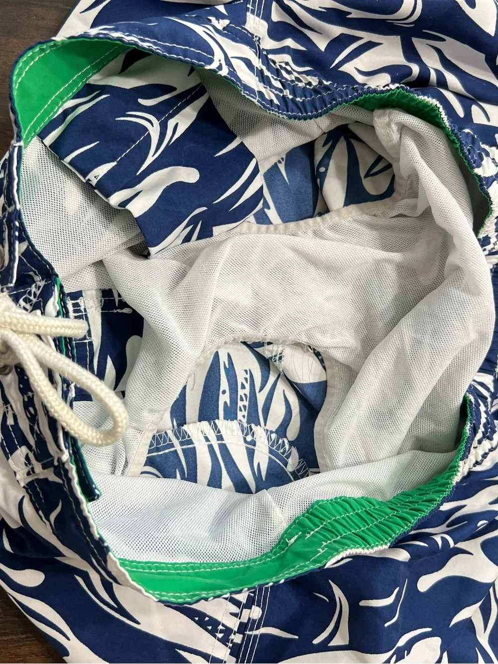 Polo Ralph Lauren Mens Blue White Cargo Swim Trunks Size Medium 8” Inseam